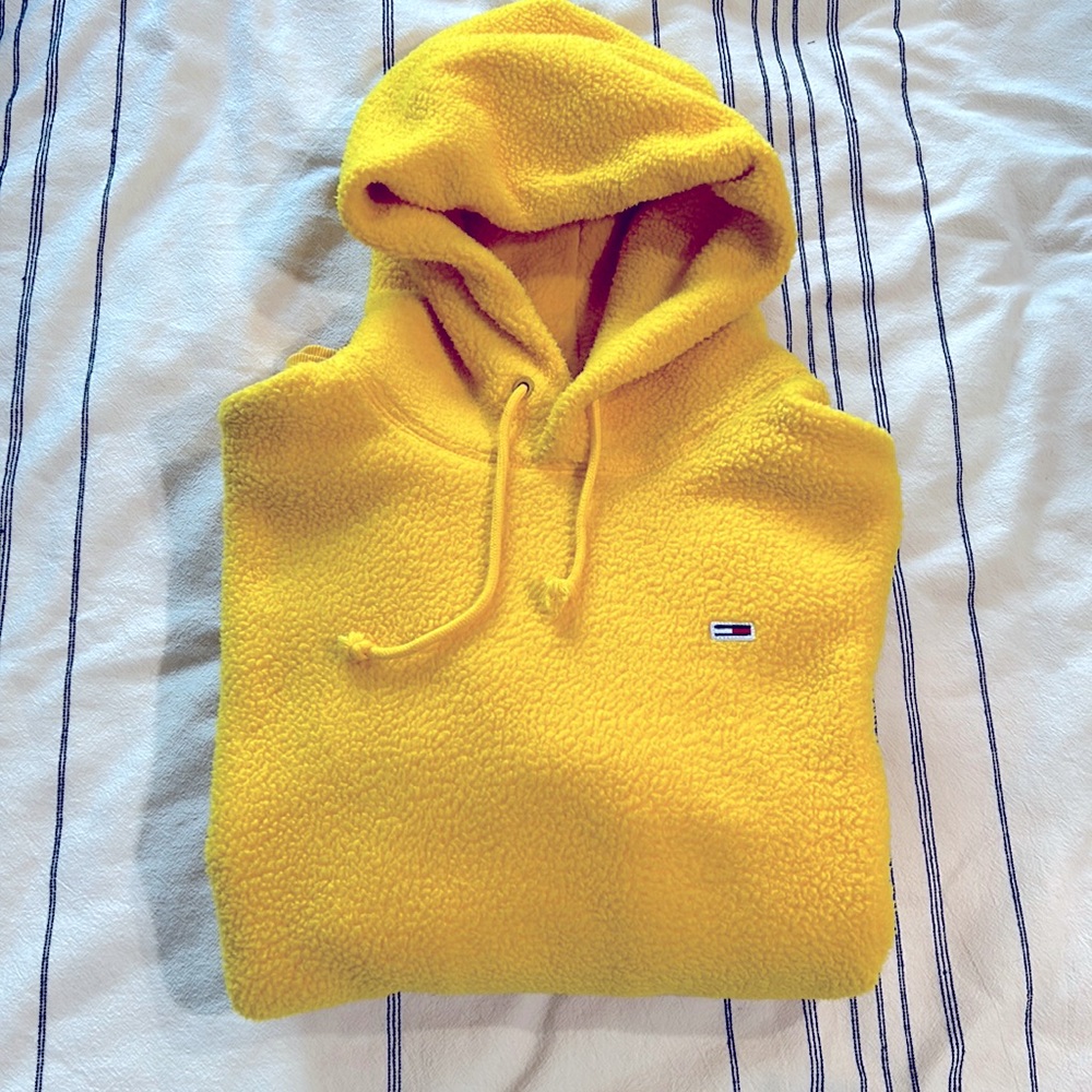 TOMMY JEANS SHERPA YELLOW HOODIE LARGE
